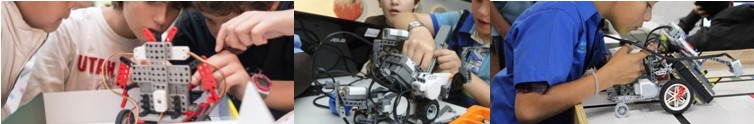 Niños ensimismados trasteando con robots recibiendo clases de robótica para niños