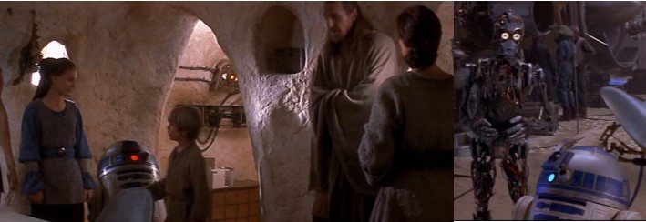 Robot Star Wars R2D2 conoce a Anakin y a C3PO