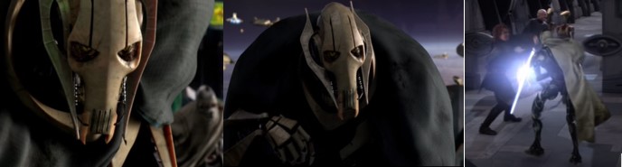 Grievous y escena de Anakin luchando contra Magna Guardia
