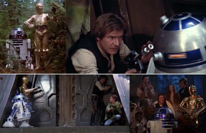Robot Star Wars R2D2 en Endor, diversas escenas