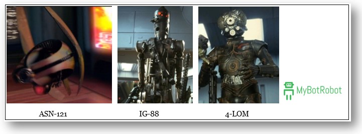Nombres de los Robots de Star Wars, droides ASN121, IG88, 4LOM