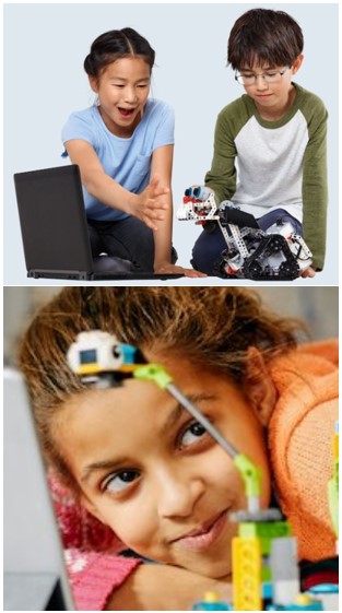 Niños rodeados de Lego Robótica