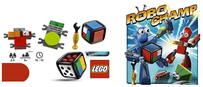 Piezas y detalles de otro de los juegos de robots de tablero para niños: Robo Champ de Lego