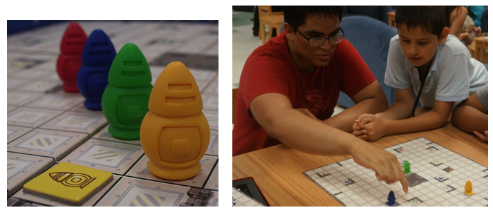 Jugadores de juegos de robots de tablero con Ricochet Robots