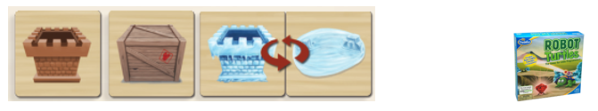 Piezas de muro de hielo, muro de piedra y cajas en el juego robot Turtles español