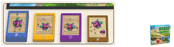 Mazos de cartas de movimiento de cada jugador en el Robot Turtles español