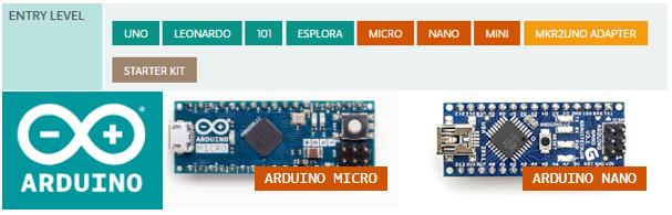 Placas Arduino Micro y Arduino Nano pequeñas para brazo robótico