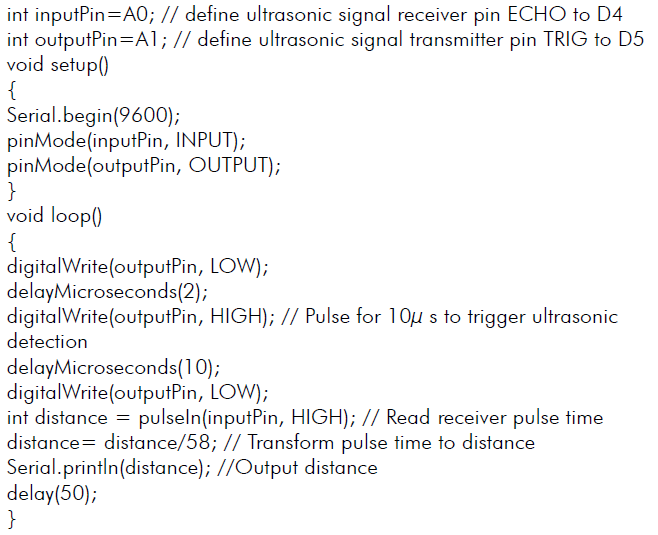 Ejemplo programa Arduino para el sensor de ultrasonidos
