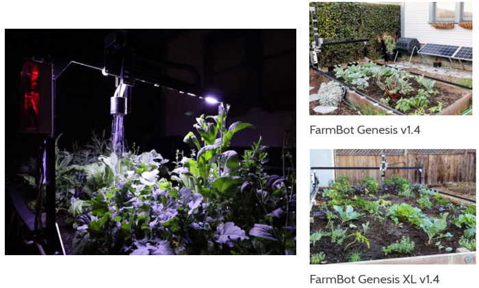 La versión 1.4 del FarmBot Genesis tiene luces LED