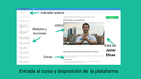 Plataforma del curso y video de presentación de Javier Elices